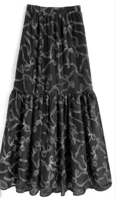 《GRL》予約品！リボン柄シアーティアードスカート ［dh1381］