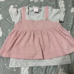 Dolly Ribbon 重ね着風 ピンクワンピース 110 新品未使用