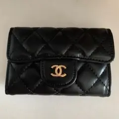 CHANEL ブラック レザー コインケース