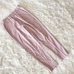 【M】スラックス テーパード ピンク センタープレス オフィス 美脚パンツ