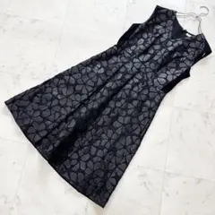 【美品】EPOCA エポカ ワンピース 和紙 花柄 ノースリーブ フラワー 黒