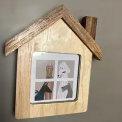 犬のイラスト付き木製フォトフレーム