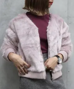 ifuru エコファー ノーカラー ブルゾン ジャケット 未使用 タグ付き