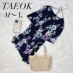 TAEOK/シャツ/半袖/Tシャツ/総柄/花柄/M/Ｌ/黒/紫/美品✨️
