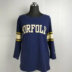 【春から秋】Champion チャンピオン 七分袖 Tシャツ 紺 M