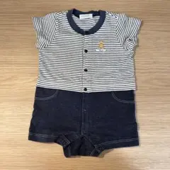 ミキハウス　ストライプロンパース　70cm