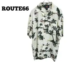 【ROUTE66 オープンカラー　シャツ　アロハ　ヤシの木　古着】