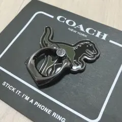 COACH コーチ 恐竜 レキシー スマホリング フォーングリップ 黒緑 未使用