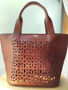 ✨美品✨genten カットワーク 手提げバッグ トートバッグ レザー 本革