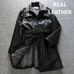 本革　高機能　シンサレート　レザートレンチコート　ベルト付属　美品