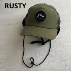 サーフキャップ カーキ ブラック あごひも ベルト RUSTY