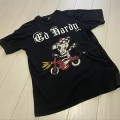 Ed Hardy エドハーディ　スカルバイク Tシャツ Lサイズ ブラック　古着
