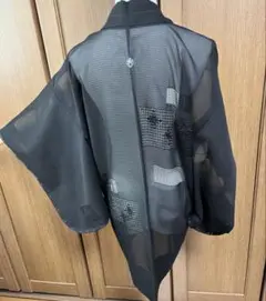 黒 桐紋 仕付け糸付き 夏 羽織り 紗