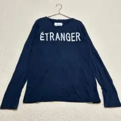 ロゴデザインロングTシャツ　Ｍ　長袖カットソー　クルーネック　コットンa2046