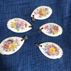 マイセン　花柄陶器ネックレス 5個セット