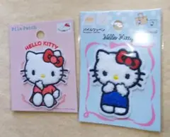 ハローキティ 刺繍ワッペン 2個（約6cmX6.5 cm/6cmX7cm ）