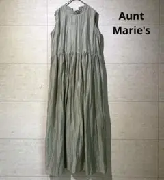 Aunt Marie's　ワッシャーノースリーブロングワンピース　グリーン