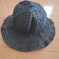 ストライプデザイン広いつばハット