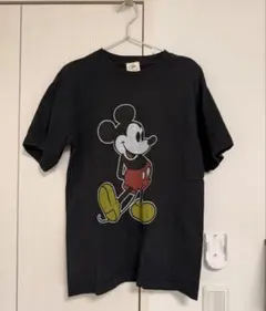 90's ディズニー ミッキーマウスプリントTシャツ ヴィンテージ 黒 ブラック