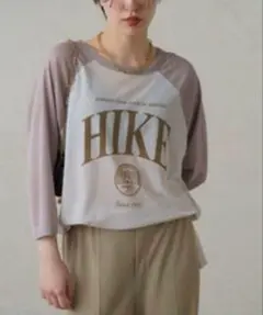美品 chignon シニヨン シアーラグラン七分袖カレッジTEE