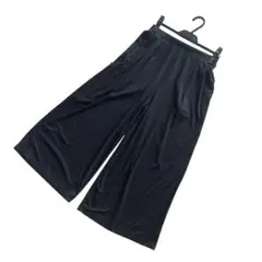 レディース　ガウチョパンツ　イージー　カジュアル　薄手　ブラック黒　ウエストゴム