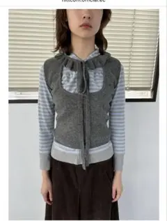 KOMMI. nittcom frill tops gray