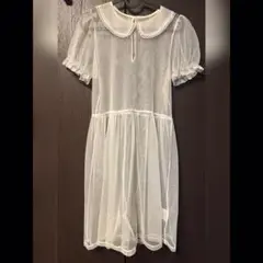 Yu.uE in tokyo オーガンジー シースルー 丸襟 ワンピース 白