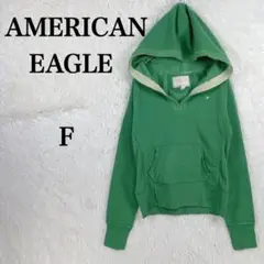 アメリカンイーグル ストレッチ素材 フード付きパーカー 緑 F