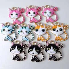 猫のエナメルチャーム 10個セット