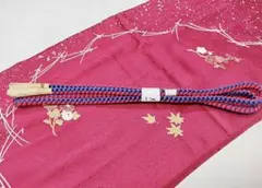 帯揚げ 帯締め セット 銀彩 花文様 松葉散らし 丸組