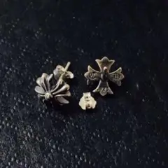 s925刻印 クロスピアス 両耳