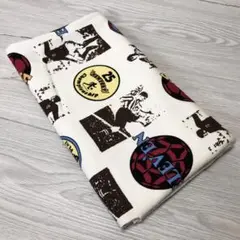 ハンドメイド 素材 【ハギレ】65cm スエット生地 ベージュ サッカー柄 新品