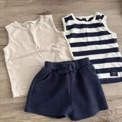 futatuta ノースリーブタンクトップ　ハーフパンツ 3点セット 80