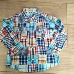ミキハウス チェック柄 ボタンダウンシャツ 90