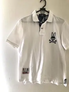 Psycho Bunnyサイコバニー 刺繍ロゴ ホワイト ポロシャツ Lサイズ
