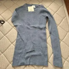 新品　栗原はるみ　水色 リブ長袖 トップス Mサイズ