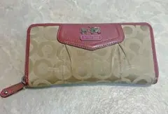 コーチ coach 長財布 ベージュ ピンク パープル