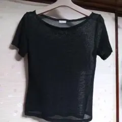 麻100% メッシュ カットソー ブラック シースルータイプ サンプル品