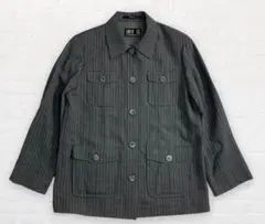 値下げ良好【DAKS】ダックス ストライプ カバーオールジャケット 9号 グレー