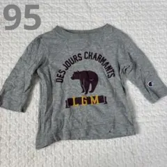Champion グレー プリントTシャツ 95