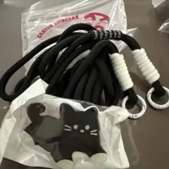 猫デザイン ストラップ ブラック スマホショルダーストラップ