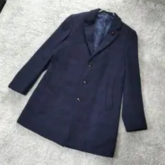 gian larini❣️メンズチェスターコート 【訳あり】 ネイビーチェック