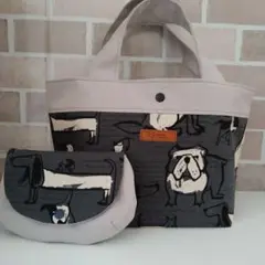 ハンドメイド　トートバッグ　ポーチ付きセット　犬柄