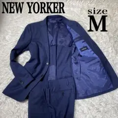 ニューヨーカー　セットアップスーツ　ネイビー　チェック　サイズA5(M)