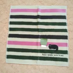 値下げしました★kate spade ストライプ 猫 ハンカチ