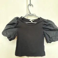 H&M 黒 パフスリーブ Tシャツ XS