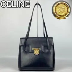 【美品・希少】 CELINE セリーヌ 地球儀 金具 トートバッグ レザー 黒