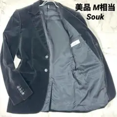 【美品】Souk スーク テーラードジャケット スエード調 ブラック M相当