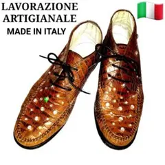 LAVORAZIONE ARTIGIANALE クロコダイル ビジューシューズ