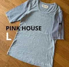 ピンクハウス　半袖Tシャツ　グレー　ギンガムチェック　L トップス
